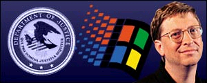 Bill Gates and Justice Dept logo