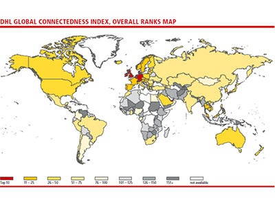 Graph displaying overall rankings of Global Connectedness Index