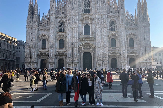 Students in front of Milan Cathedral