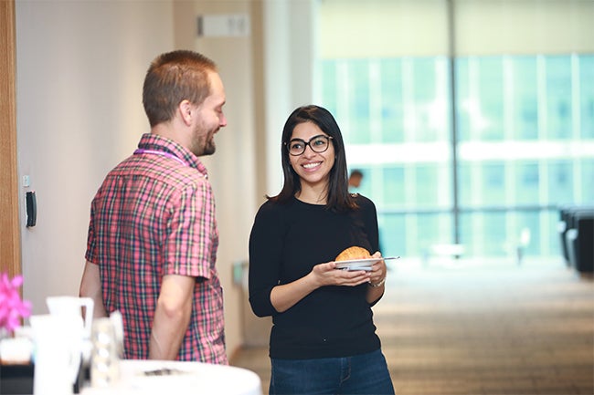 MSBA program student Shivika Mehta (right) with a classmate