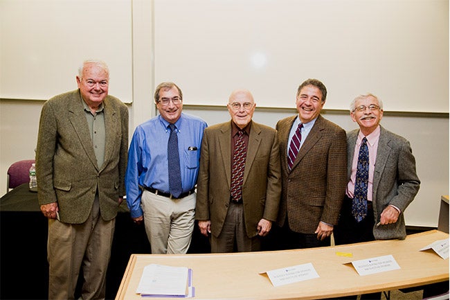 From left to right: Edwin Elton, William Greene, William Starbuck, Joel Steckel and Lawrence White