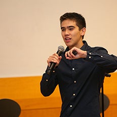 Student presenting