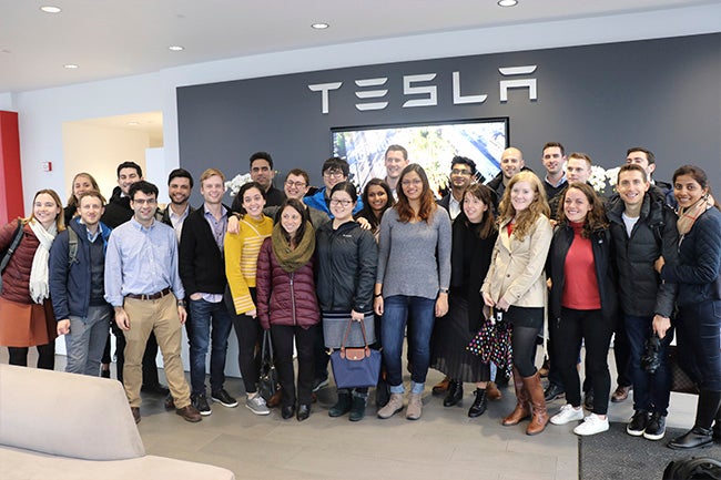 Students at Tesla's headquarters