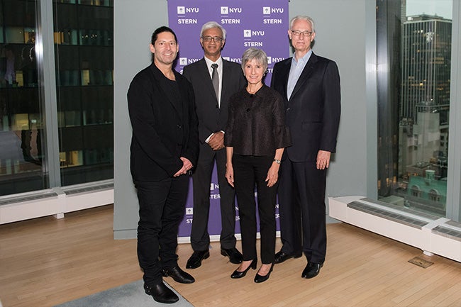 Marc Beckman, CEO, Founding Partner, DMA United, and Stern Fashion & Luxury Council Co-Chair; Dean Raghu Sundaram; Kim Corfman, Academic Director of Stern’s Fashion & Luxury MBA program; Professor Jeffrey Carr, Stern Fashion and Luxury Council Co-Chair