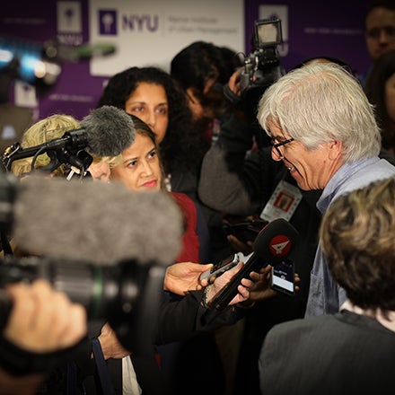 2018 Economics Nobel Laureate Paul Romer speaks to the press