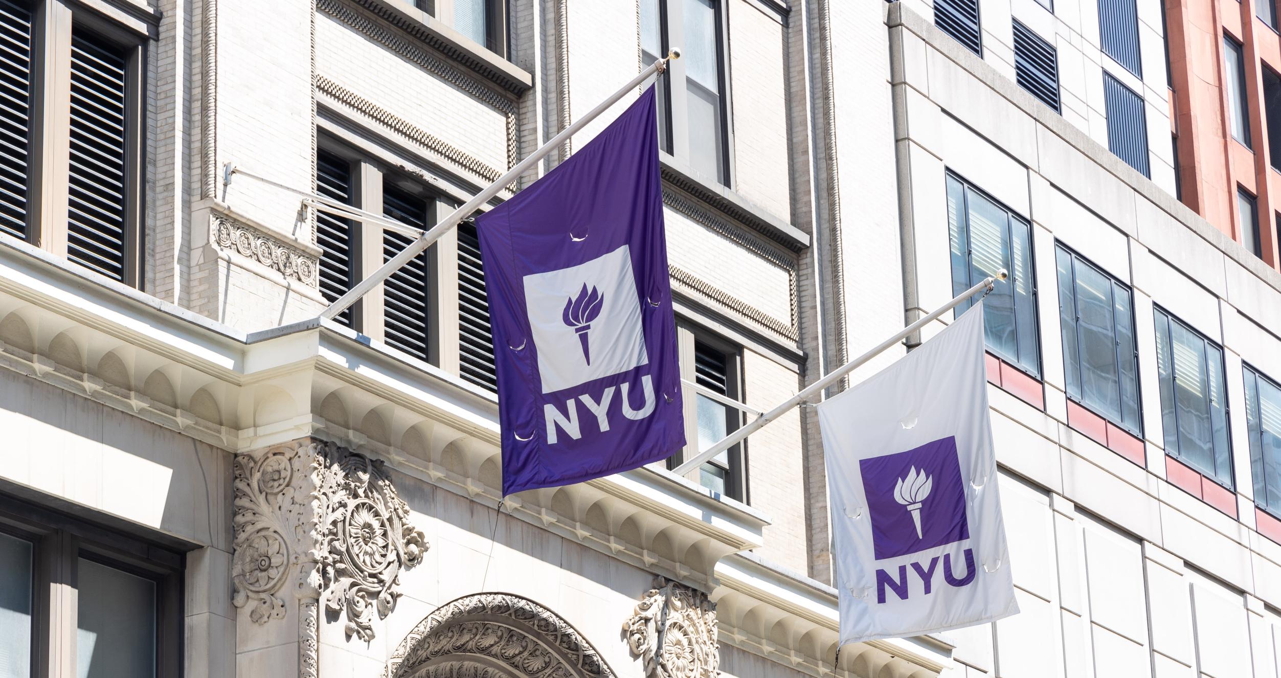 NYU Flags on building