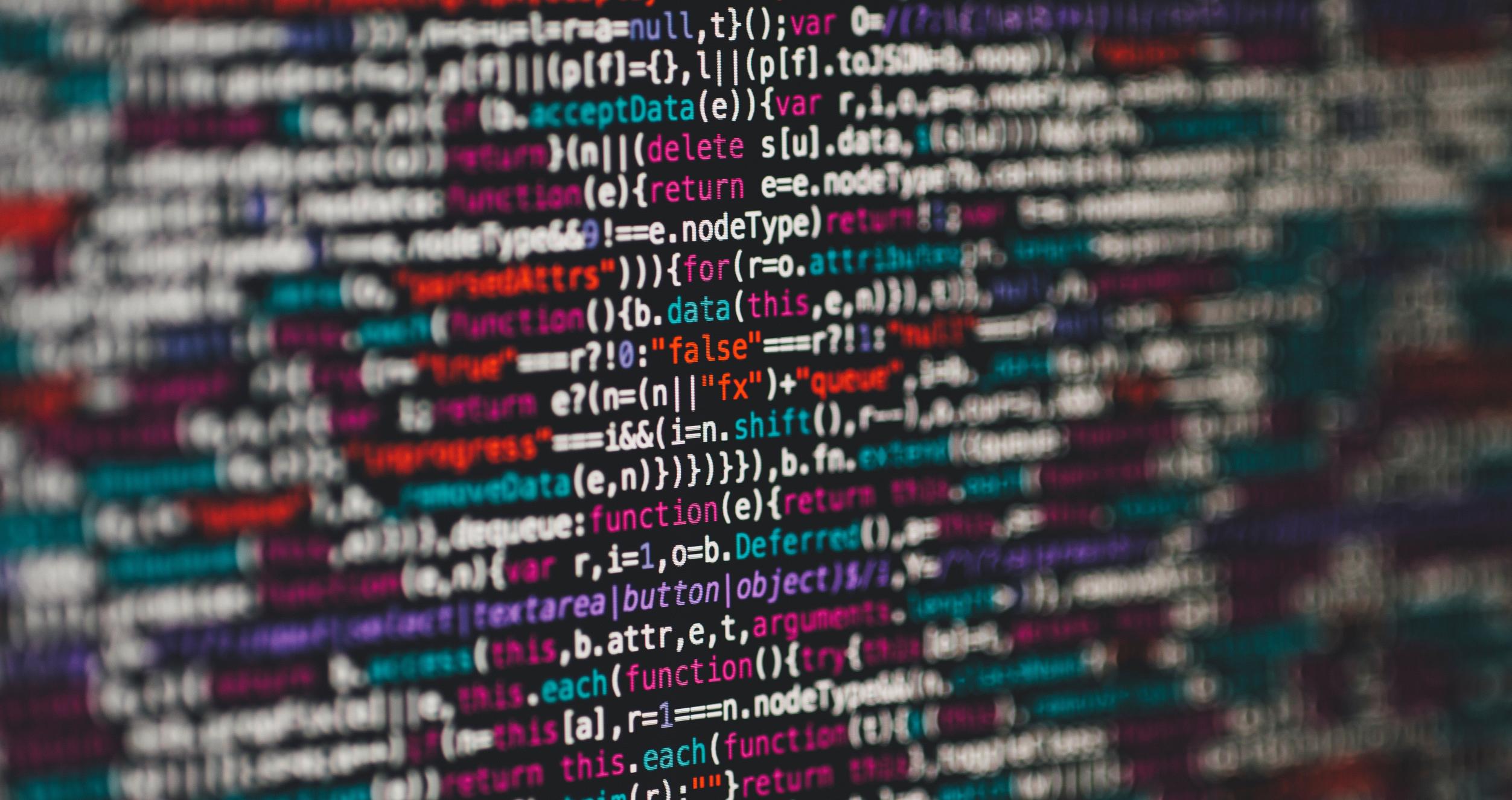 Selective focus photography of code on computer screen