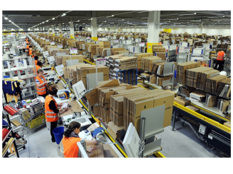 Amazon workers in warehouse