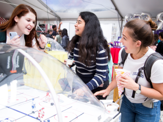 Students playing games at Block Party