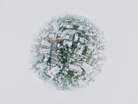 Photo of a city in a globe