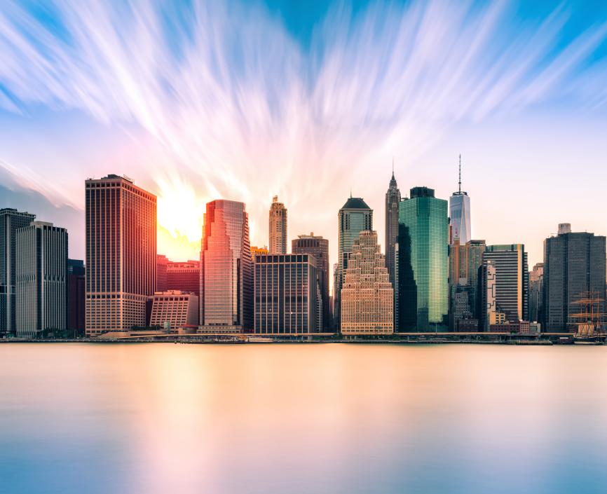 Sunset overlooking the NYC Skyline