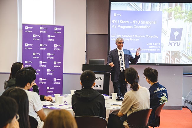 Dean Raghu Sundaram welcomes students from the inaugural classes of the two new one-year MS Programs