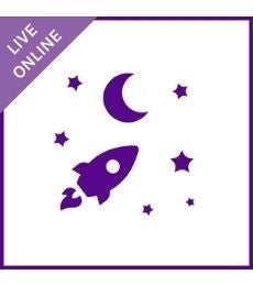 graphic of a rocket reading "live online"
