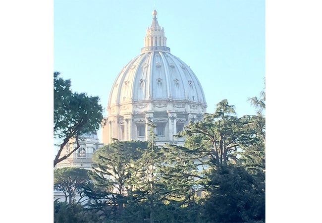 The white stone dome of the duomo in Rome—the city's primary cathedral. 