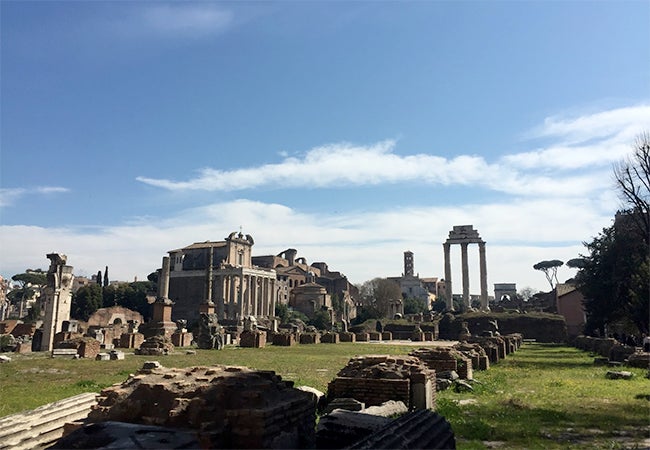 A collection of Roman ruins in the city of Rome, Italy. 