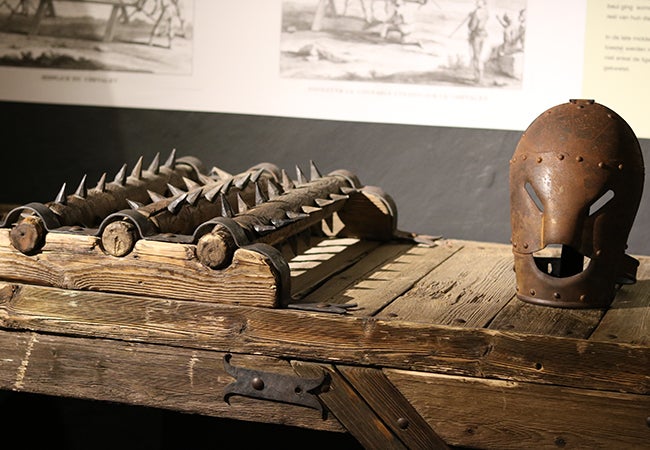 A spiky object on display at the Torture Museum Oude Steen in Belgium. 