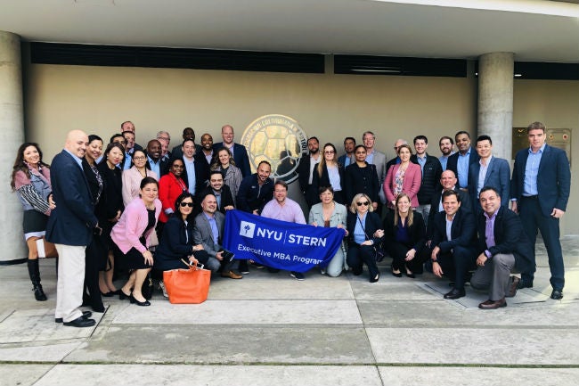 Professor Robert Salomon, Vice Dean of Executive Programs, and EMBA alumni in Bogotá, Colombia