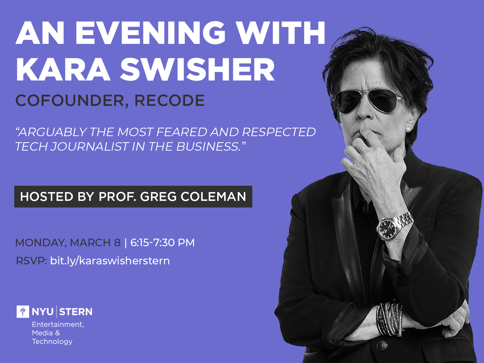 Graphic of Kara Swisher visit