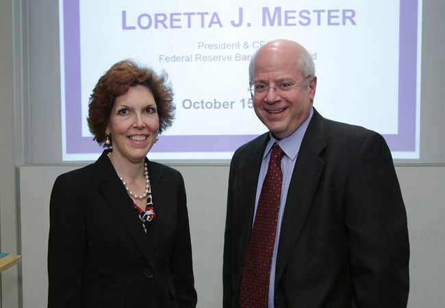 Loretta Mester and Professor Kim Schoenholtz