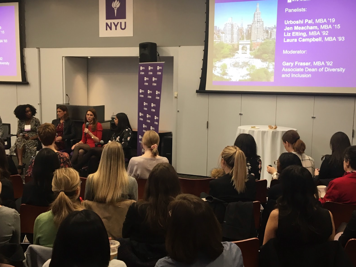 Stern alumni and students participate on a panel for admitted students