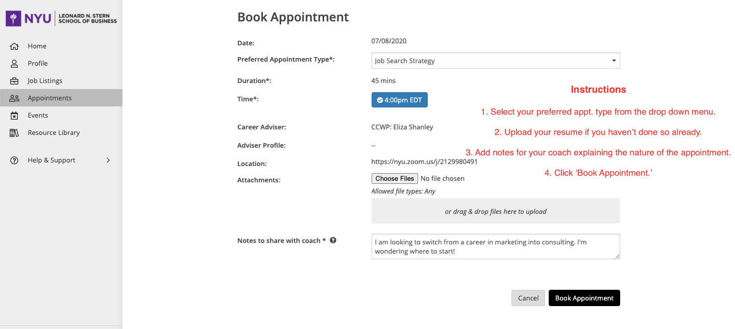 Instructions for scheduling