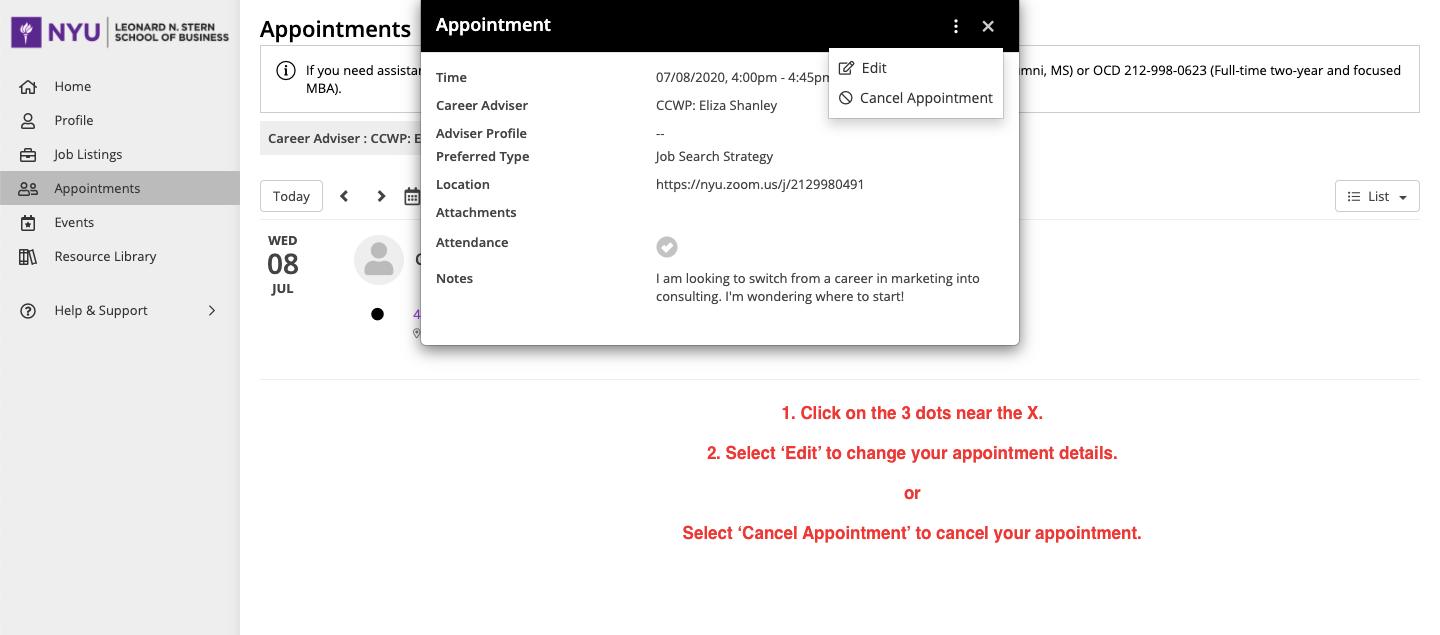 How to cancel an appointment
