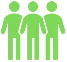 Three green people icon