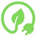 Green icon with leaf and plug