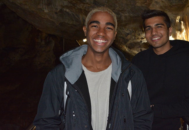 Business student Dimitri Pun poses with a friend in Sydney, Australia. 