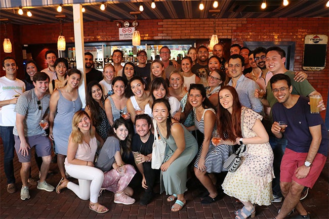 Andre Koo Tech MBA students join Fashion & Luxury MBA students at a celebration to mark the end of the summer semester.