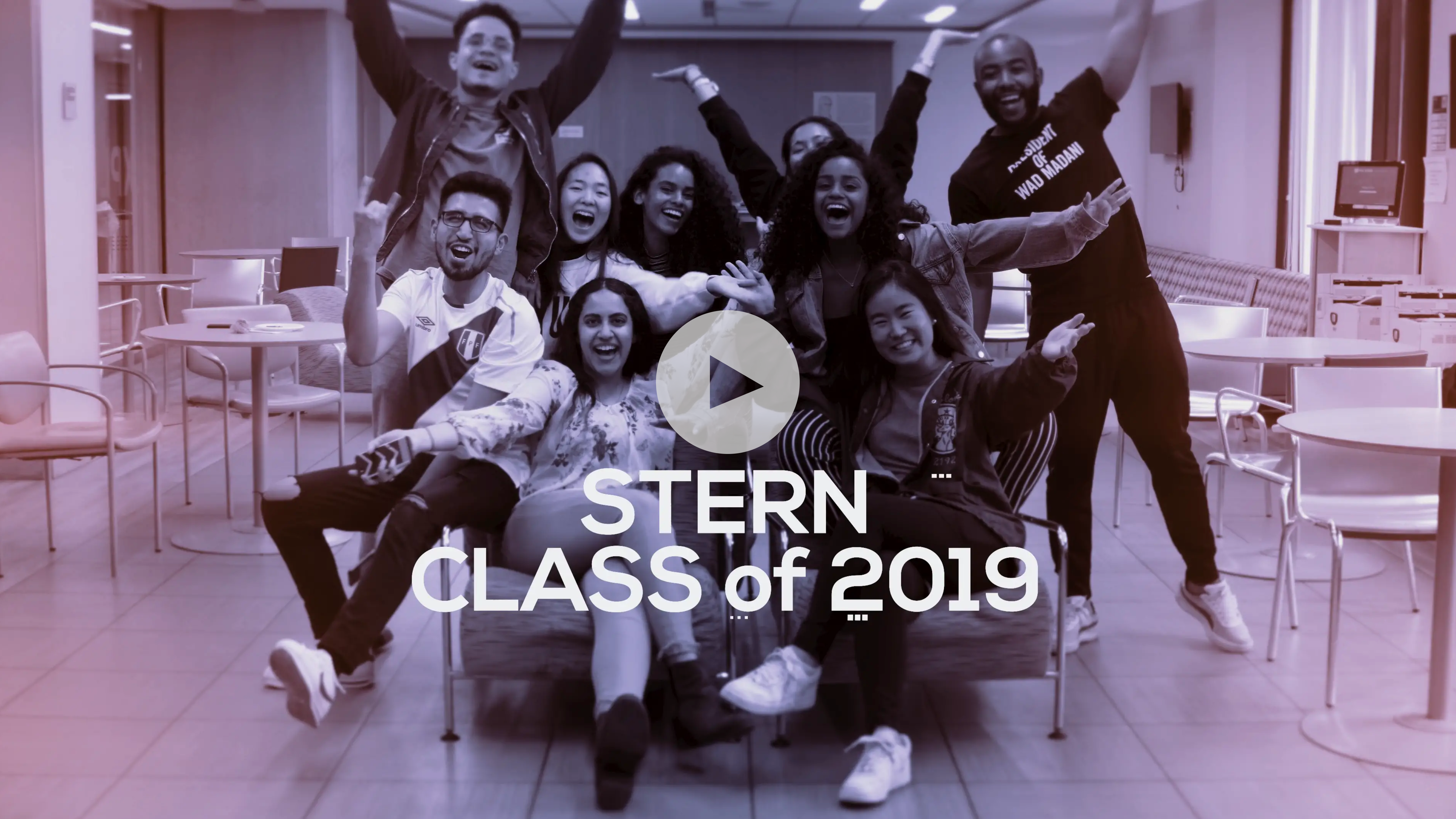 Freeze frame of graduation video - Stern UC 2019