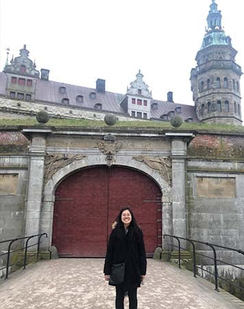 Yang Fu stands in front of Kronborg Castle