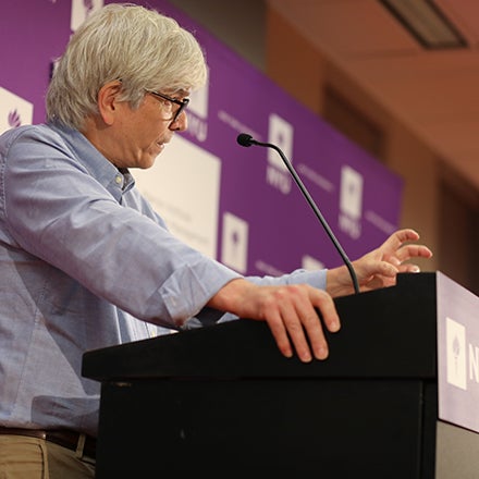 2018 Economics Nobel Laureate Paul Romer speaks to the press