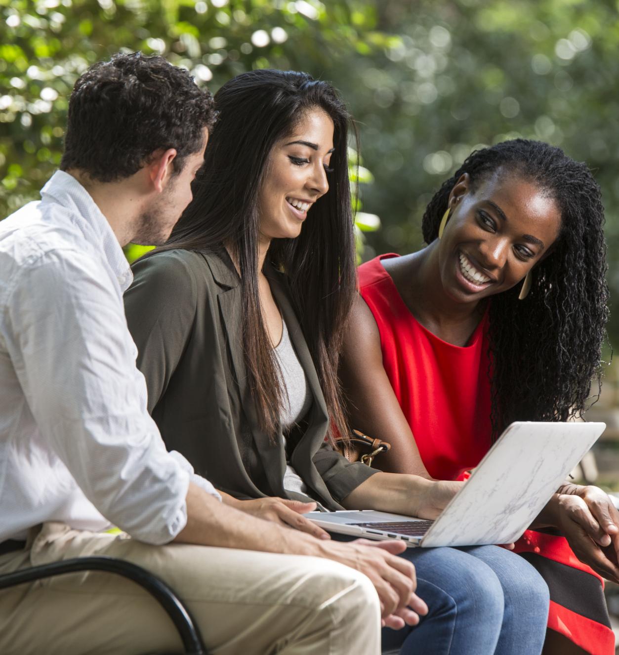 students work together in Washington Square Park