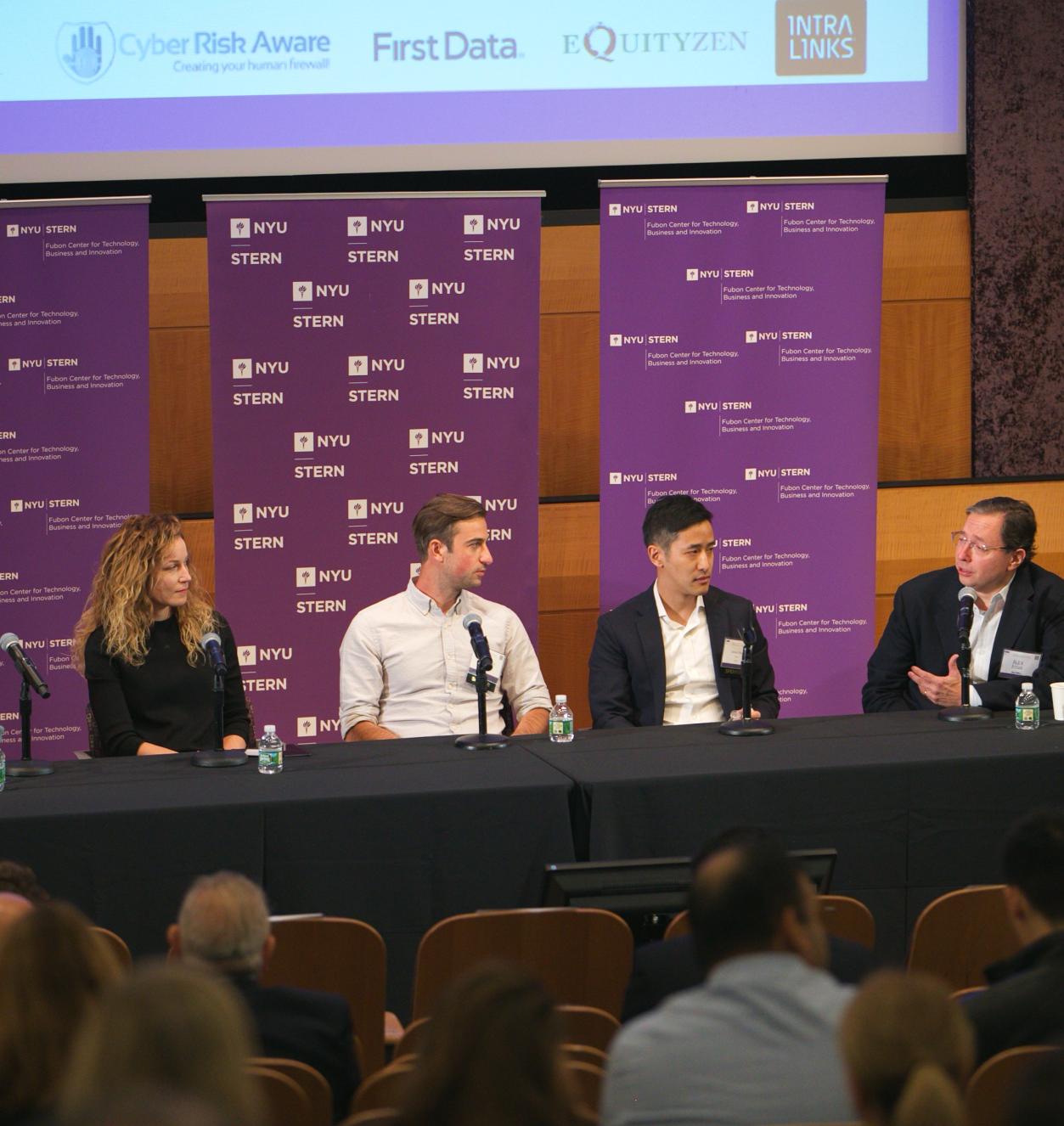 Julie VerHage, Alisa DiCaprio, Nick Wook, Derlen Chiu, and Alex Picos sit on panel.