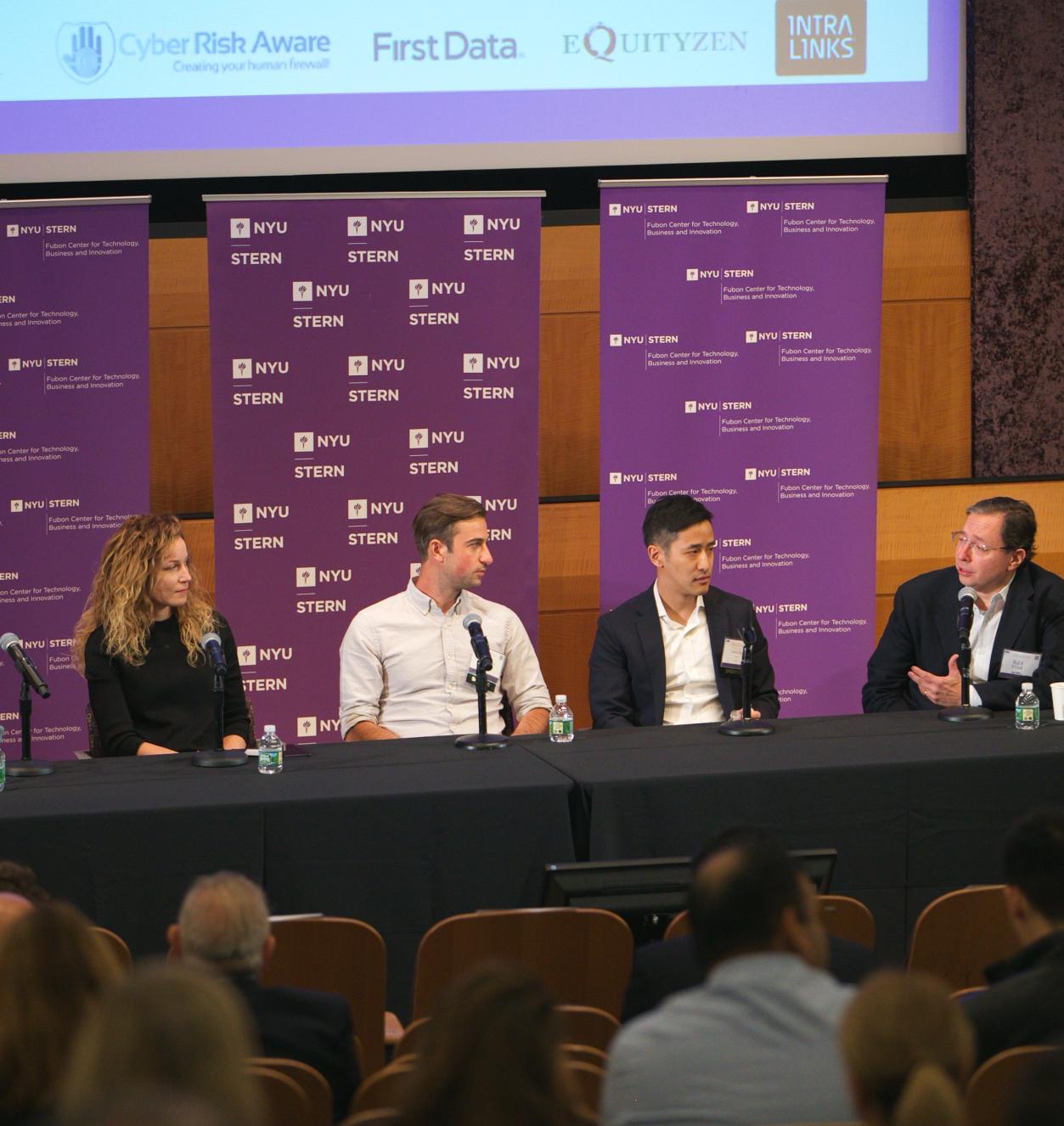 Julie VerHage, Alisa DiCaprio, Nick Wook, Derlen Chiu, and Alex Picos sit on panel. 