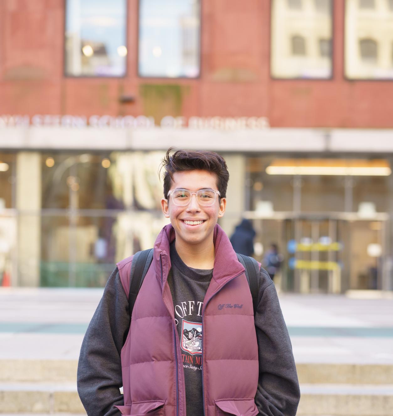 Adam in front of Tisch Hall