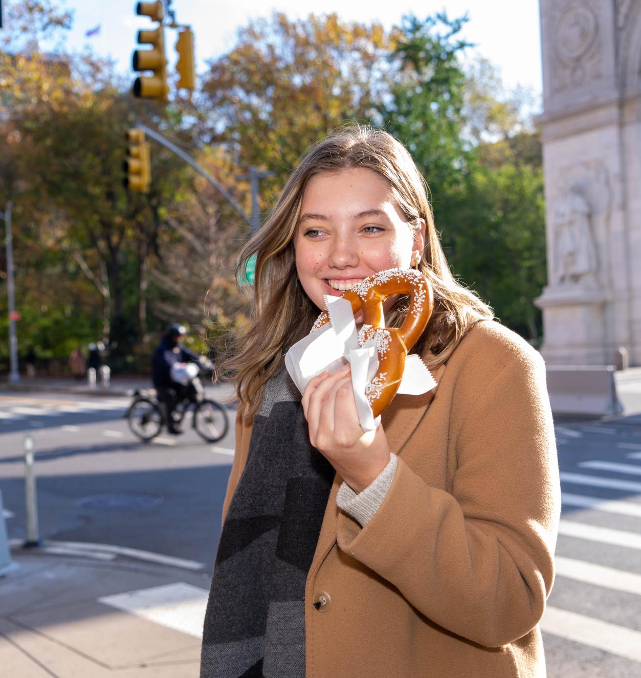 Isabella Perrigo on campus outside the park