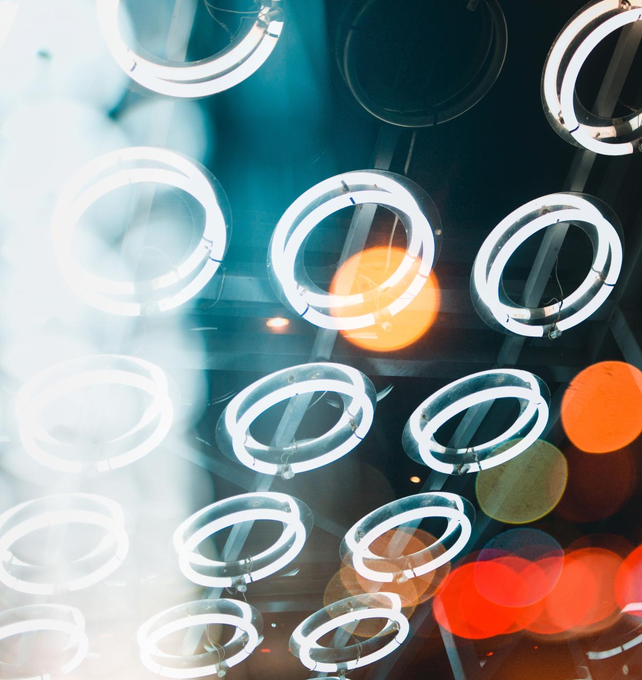 Circular abstract lights on dark background