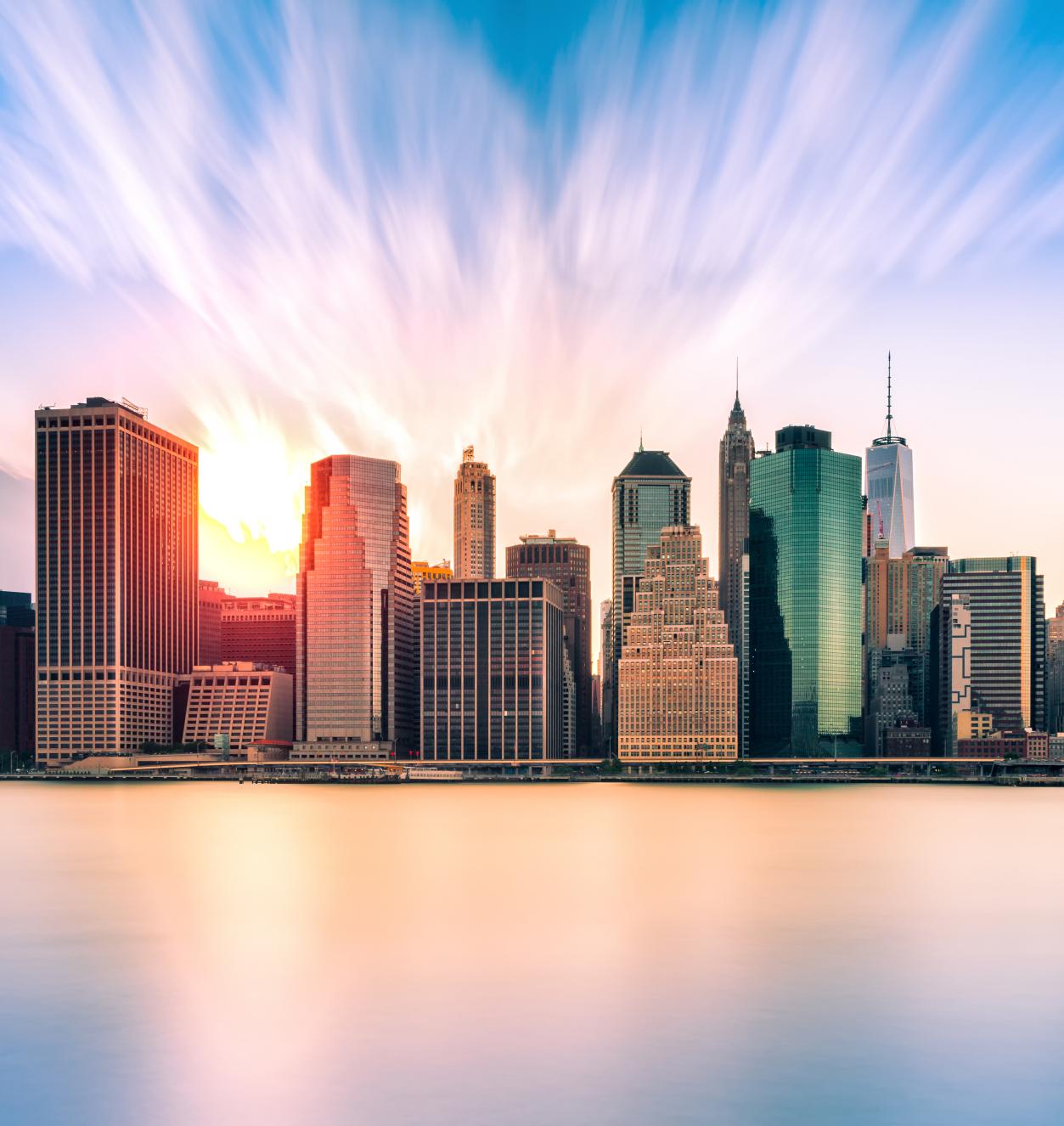 Sunset overlooking the NYC Skyline