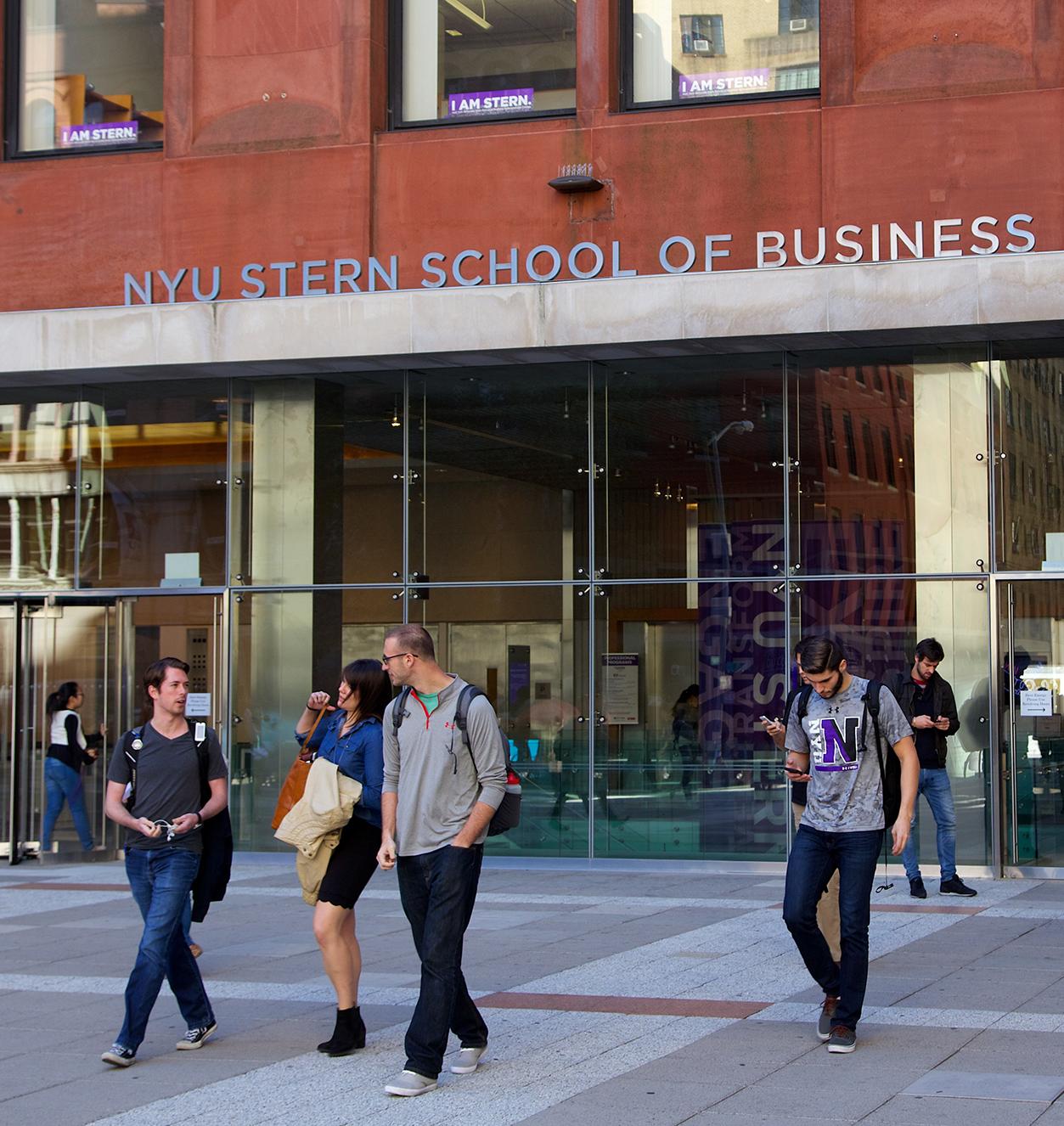 NYU Stern outside with people