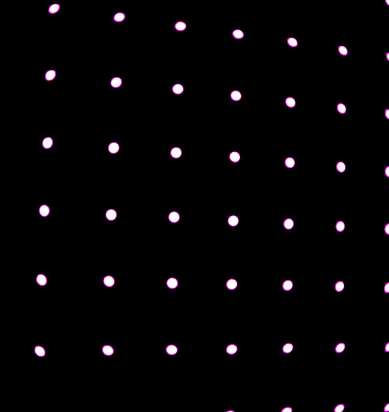 Bright dots in grid formation on black background