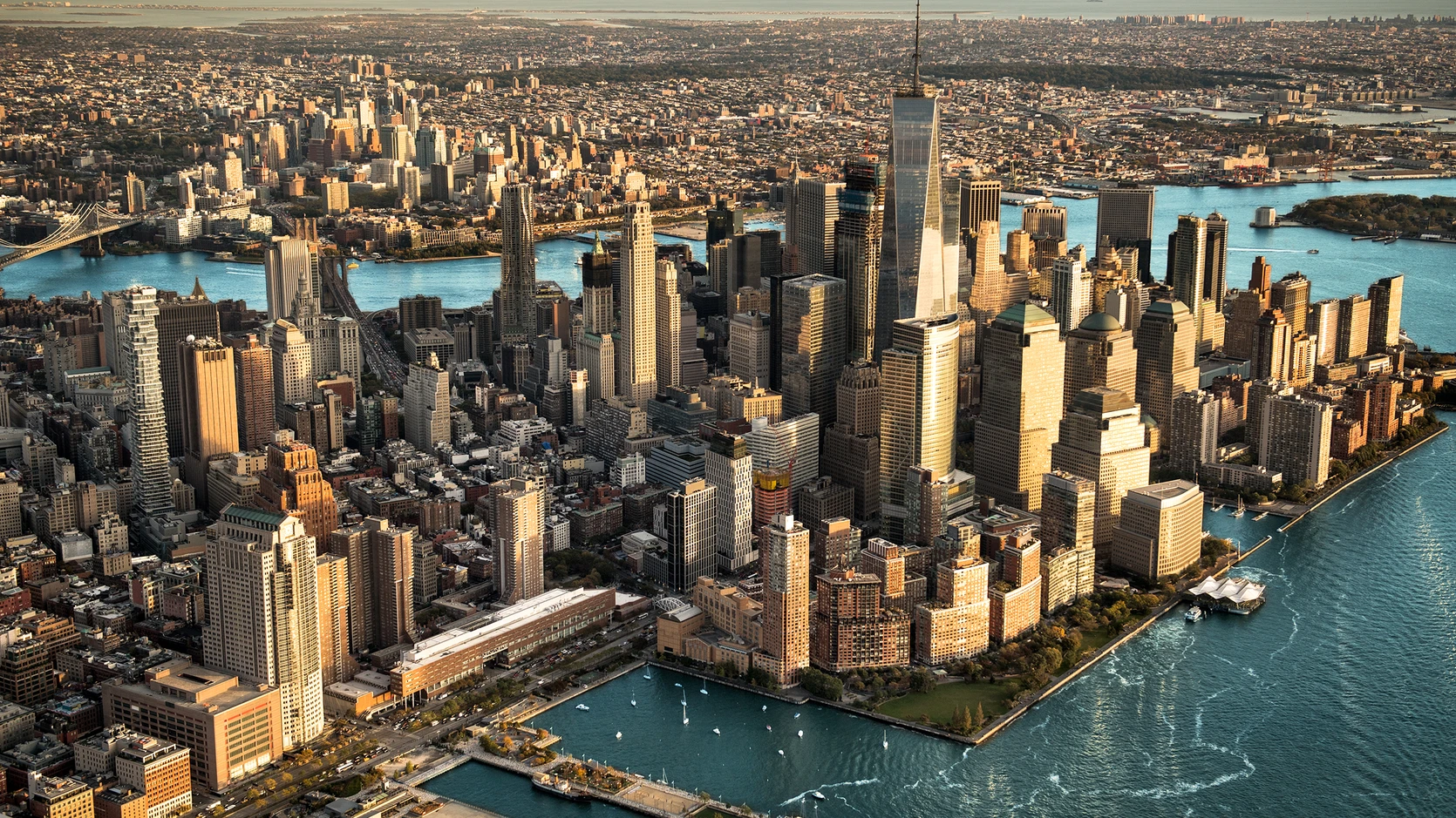 aerial view of new york city's financial district