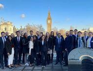 Students outside in London