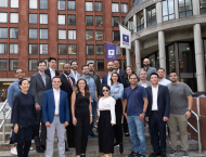 The inaugural cohort of Stern’s new Master of Science in Fintech program arrived on campus and are pictured here in front of KMC