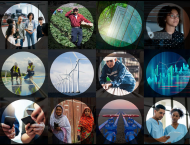 Several photos in small circles for the "Reimagining Shareholder Advocacy on Environmental and Social Issues: The promise and pitfalls of ‘E&S stewardship’" report by the Center for Business and Human Rights