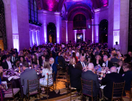 A photo showing people seated at tables during the 2025 Haskins Giving Society Award Dinner on April 24.