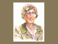 Watercolor-style illustration of Charlotte Pearl Rubens Bloomberg