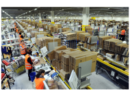 Amazon workers in warehouse