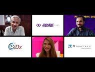 Graphic with Raghu Sundaram, Elizabeth Elting, Deepak Hegde, SiDx logo, Endless Frontier Labs logo and Stratyfy logo